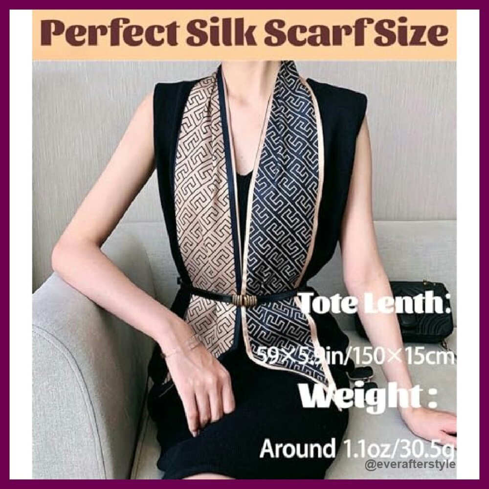 Silk-Like Satin Head Scarf Elegant Chic Versatile Accessory Hair Neck Bag - Picture 3 of 8